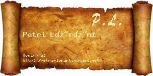 Petri Lóránt névjegykártya