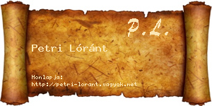 Petri Lóránt névjegykártya
